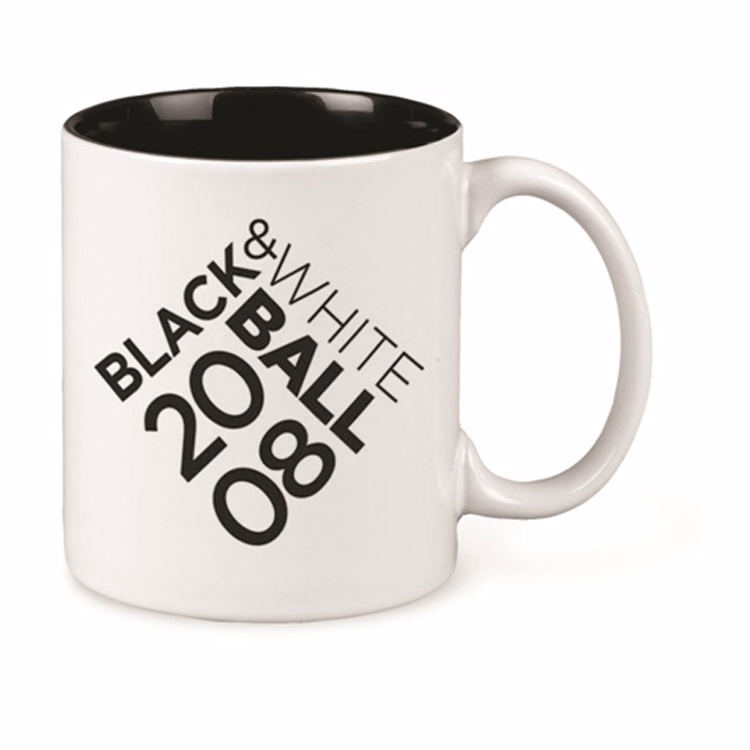 11 Oz. White/Black Two Tone Ceramic Mug
