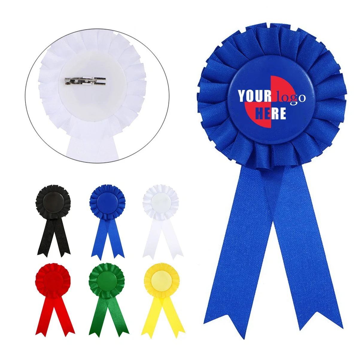 Round Shape Satin Ribbon Pin Award Badge 1