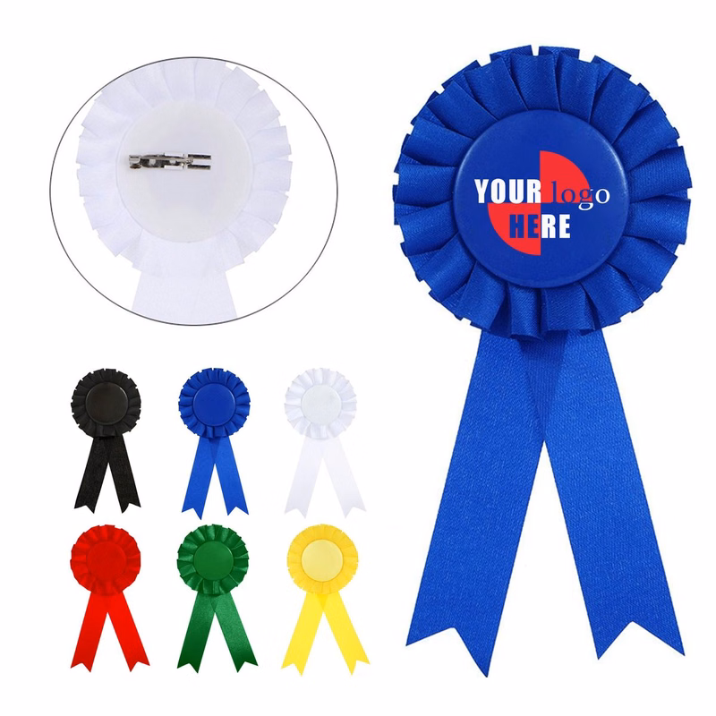 Round Shape Satin Ribbon Pin Award Badge