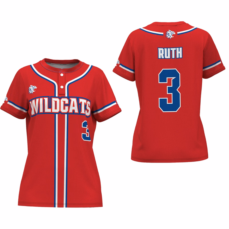 Women's Softball 2-Button Pinhole Mesh Jersey