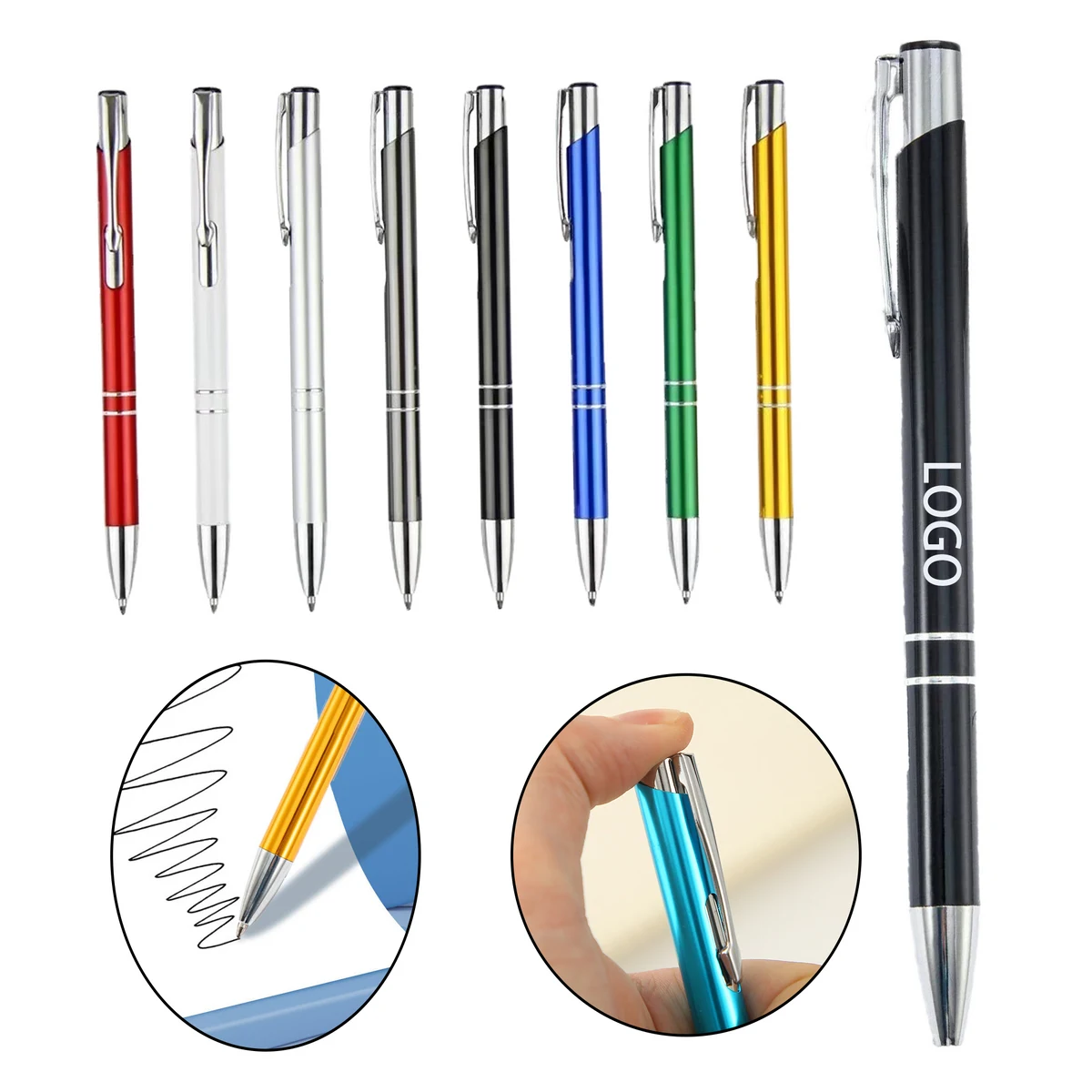 Press The Aluminum Rod Ballpoint Pen Metal Pen, custom pen with logo imprint 1