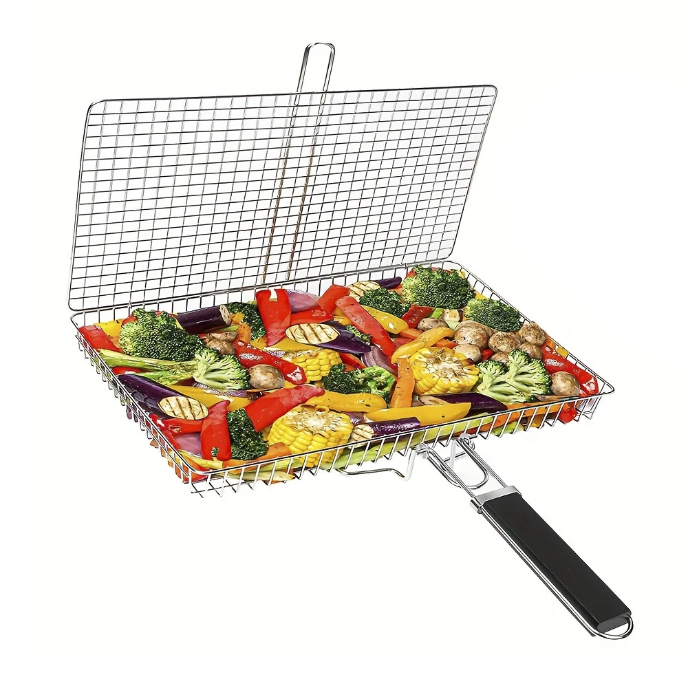 Stainless Steel Folding Portable Outdoor Camping Rack Grill Basket 1