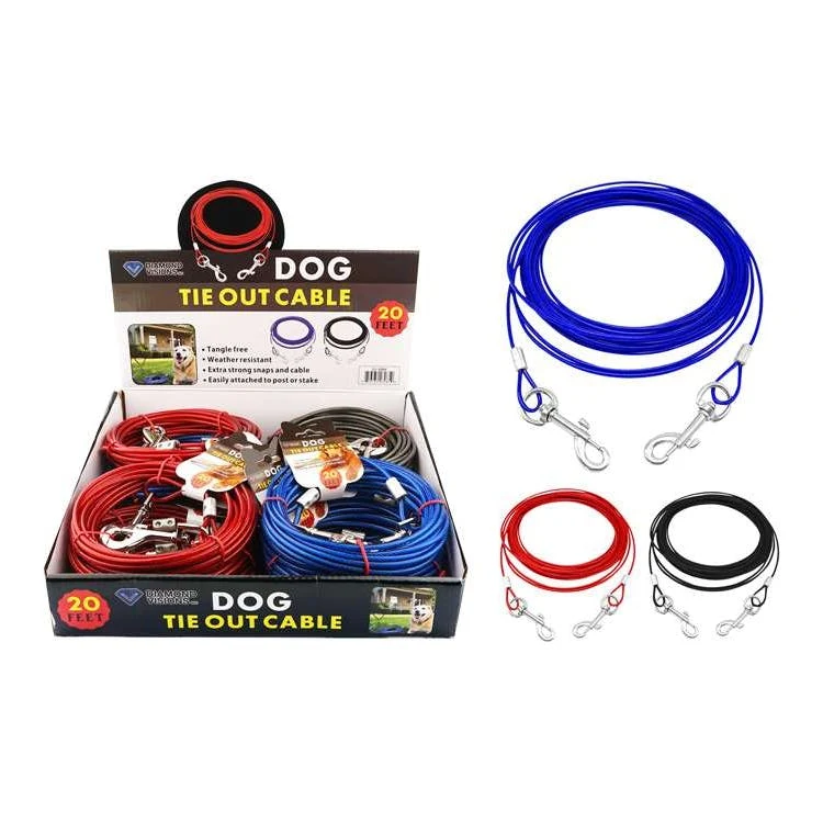 Dog Tie-Out Cables - 20' Assorted Colors 1