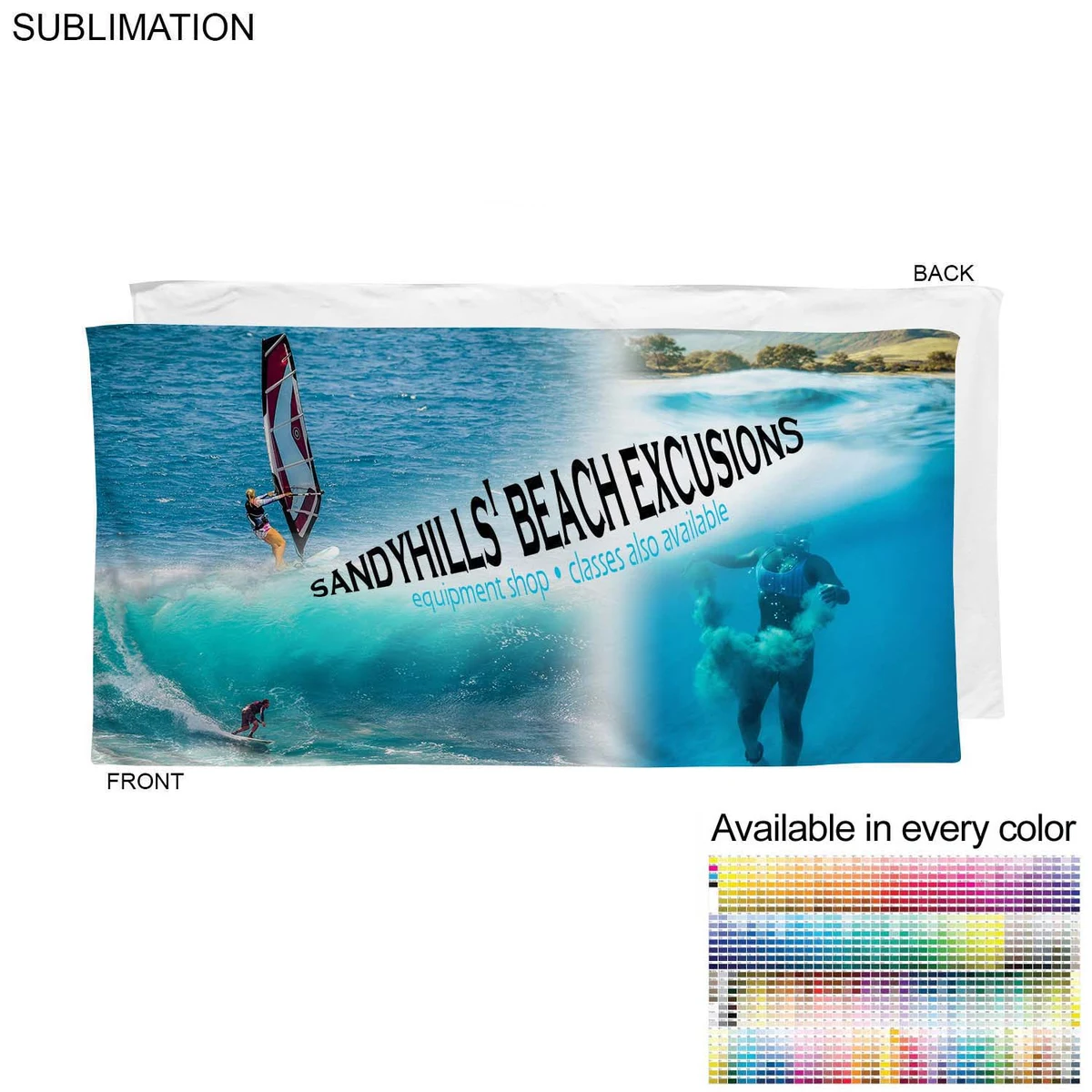 Plush and Soft Velour Terry Cotton Blend Branding Towel, 30x60, Sublimated Graphics Edge to Edge 1