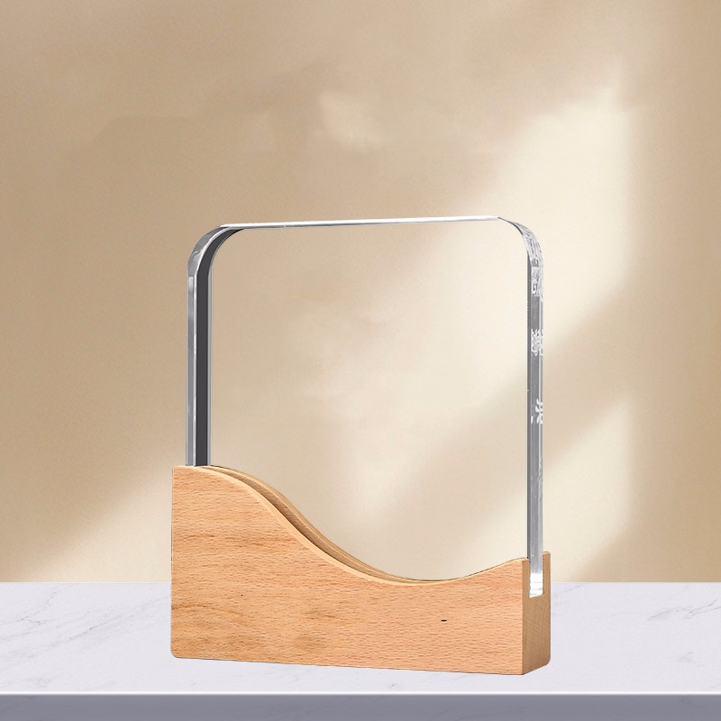 Wooden Base Crystal  Trophy
