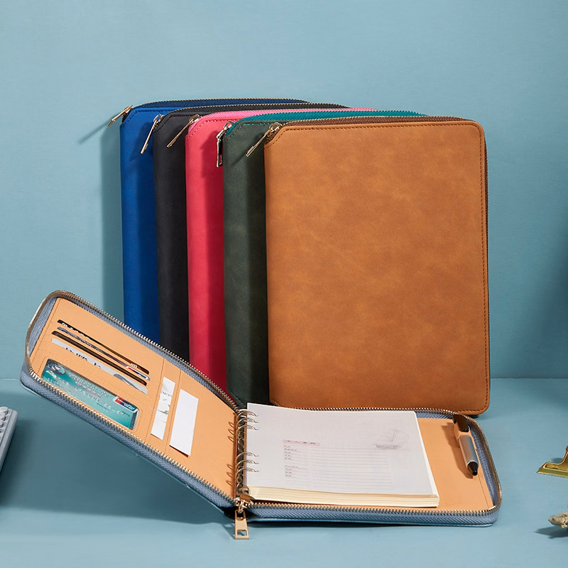 Pu Zipper Bag Loose-leaf Notebook