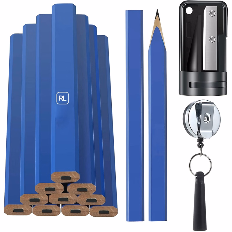 Flat Octagonal Hard Black Carpenter Marking Pencils