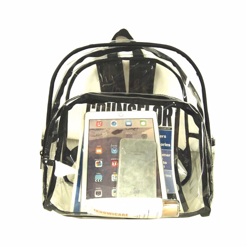Clear Bag PVC Transparent Backpack with Soft Front Pocket