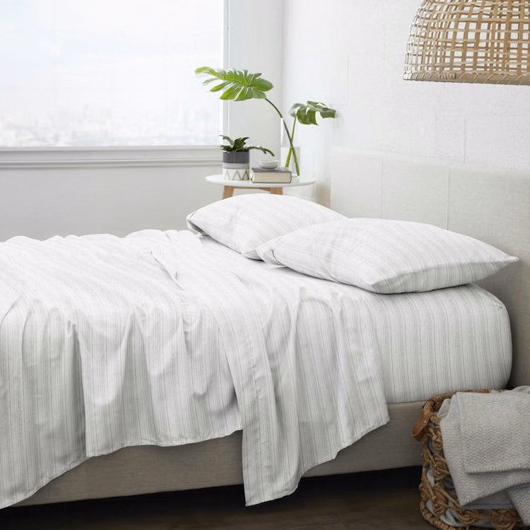 Flannel Bed Sheets - Stripe Cali King 4 Set