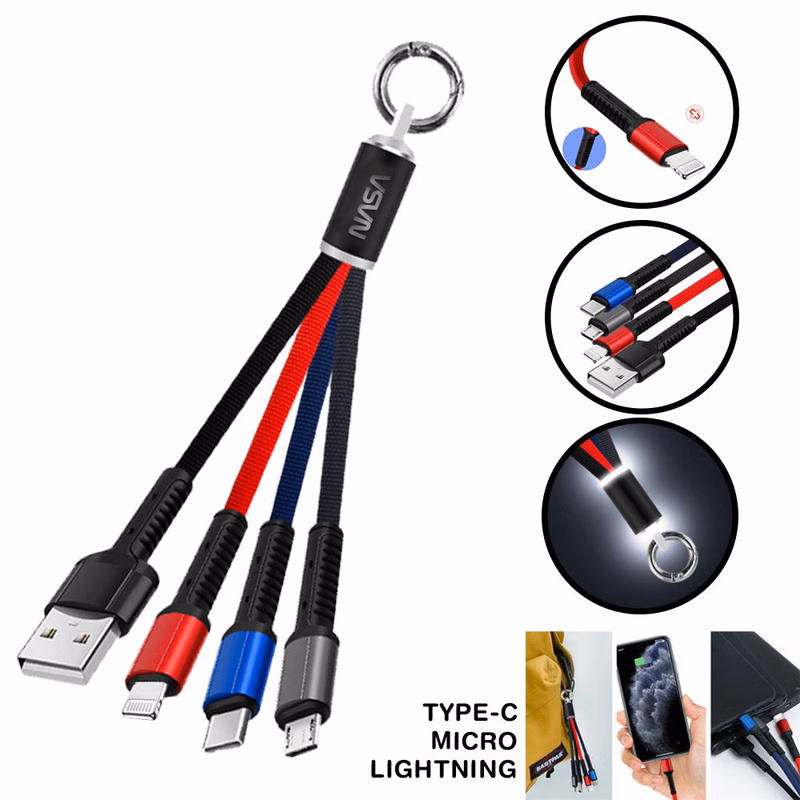 LED 3-in-1 Charging Cables - iPhone, Micro, Type-C