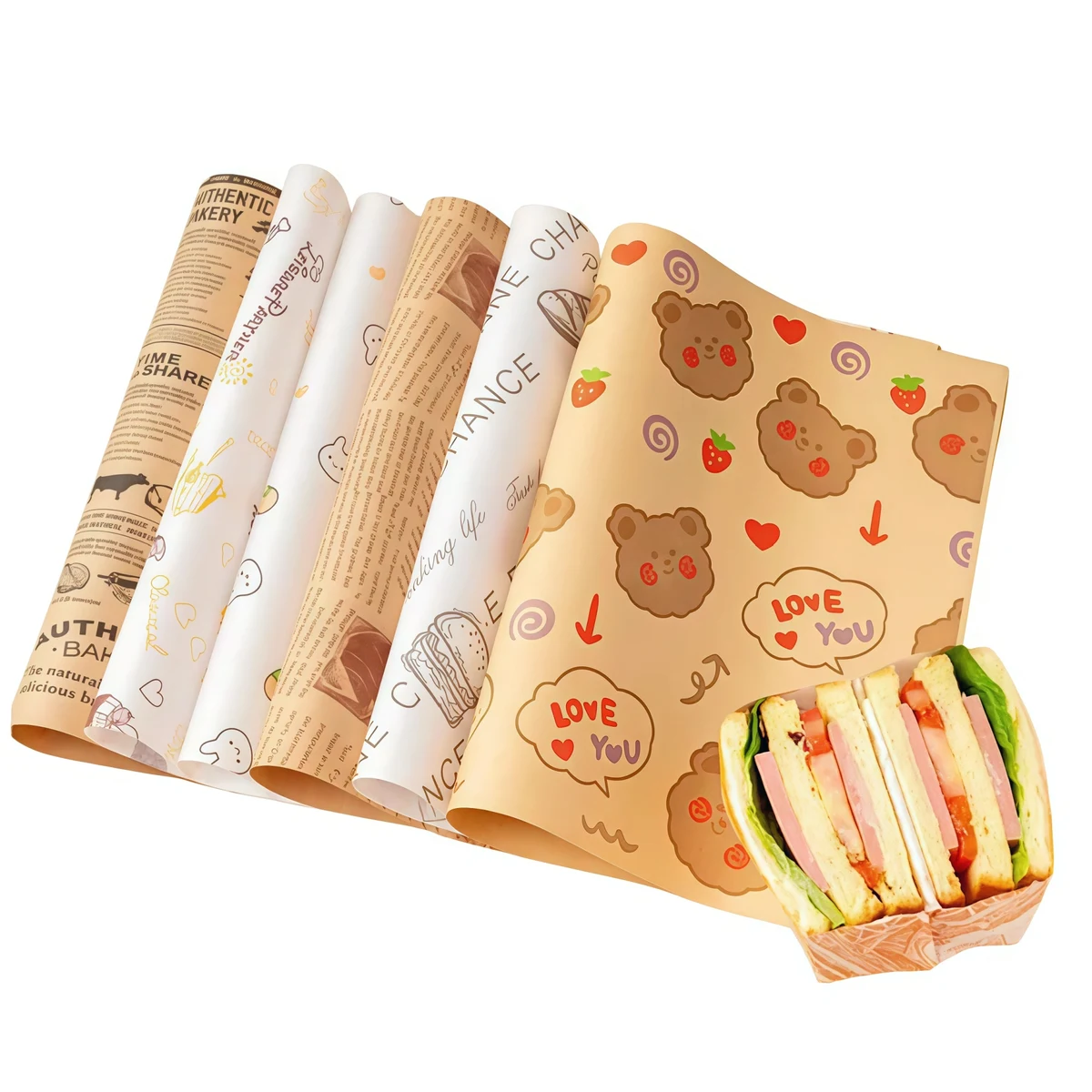 Customed Food Baking Sandwich Wrapping Paper 1