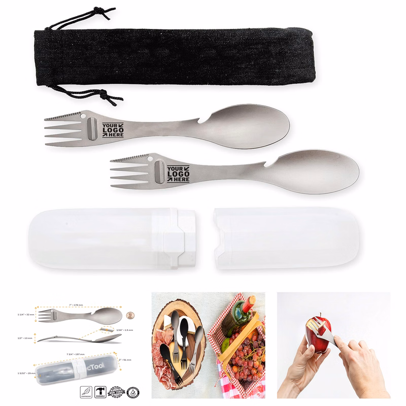 Camping Outdoors Ultra Lightweight Spork Knife Peeler Bottle Opener Strong 5 in 1 Utensil Set