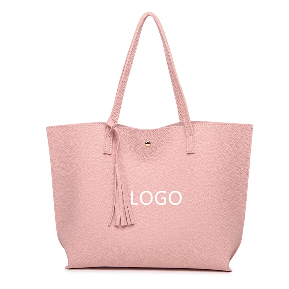 Women'S Faux Leather Tote Shoulder Bag Tassel Handbag 1