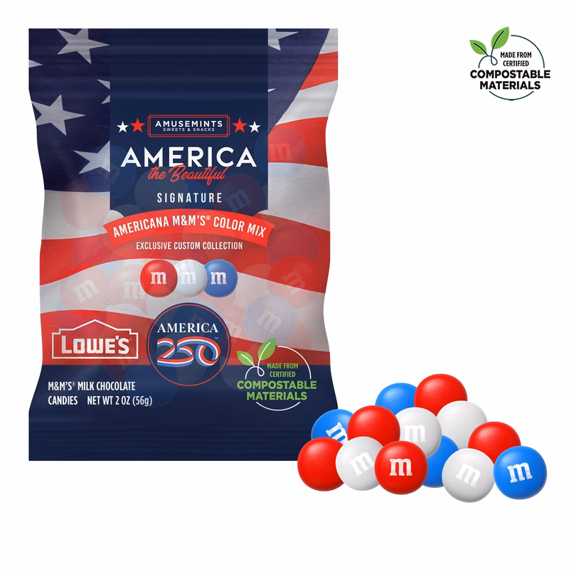2oz ECO-Digibag, Compostable & Full Color, America 250 M&M'S