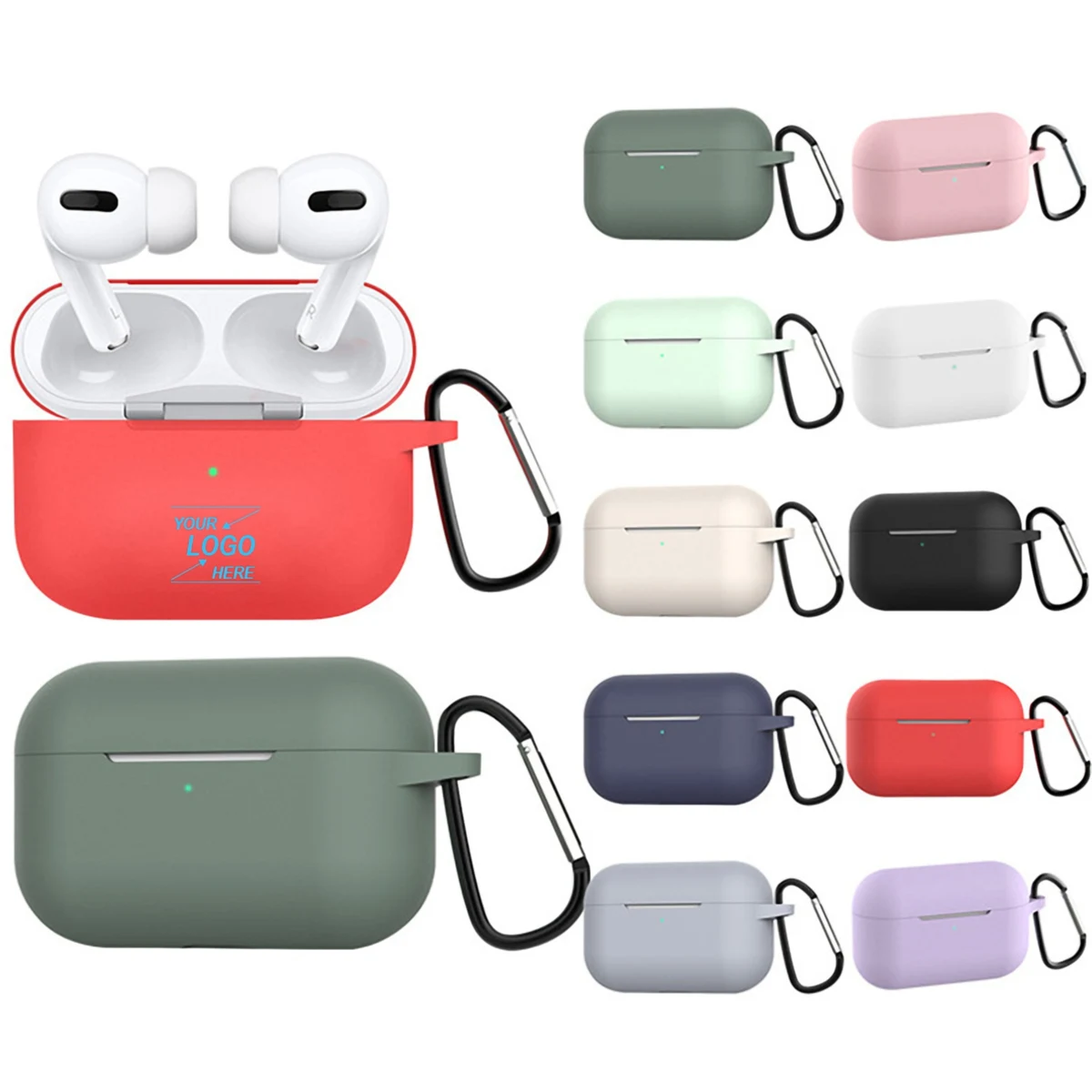 AirPods Protective Silicone Cover w/Keychain Clip 1