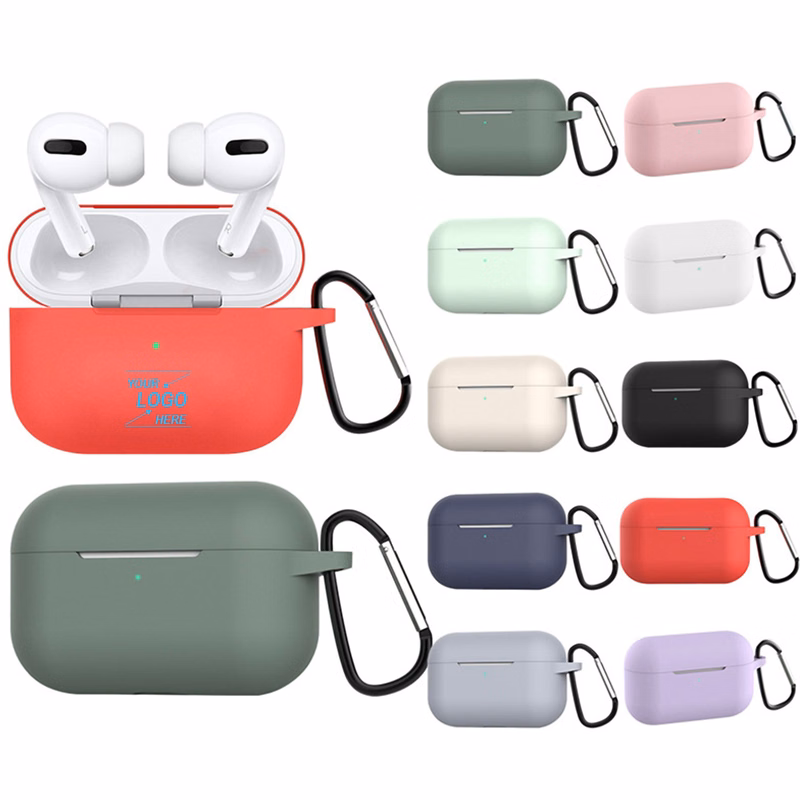 AirPods Protective Silicone Cover w/Keychain Clip