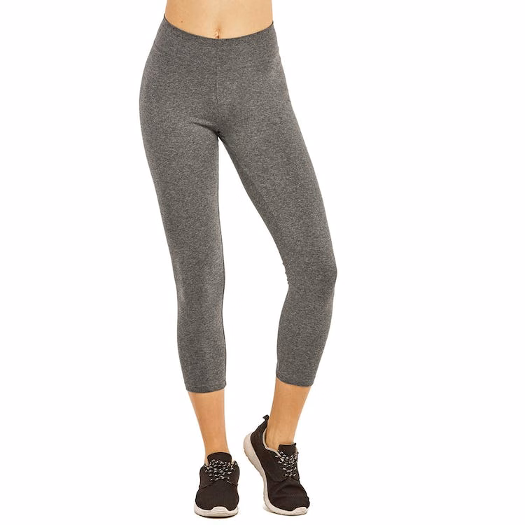 Women's Cotton Capri Leggings - Medium Heather Charcoal