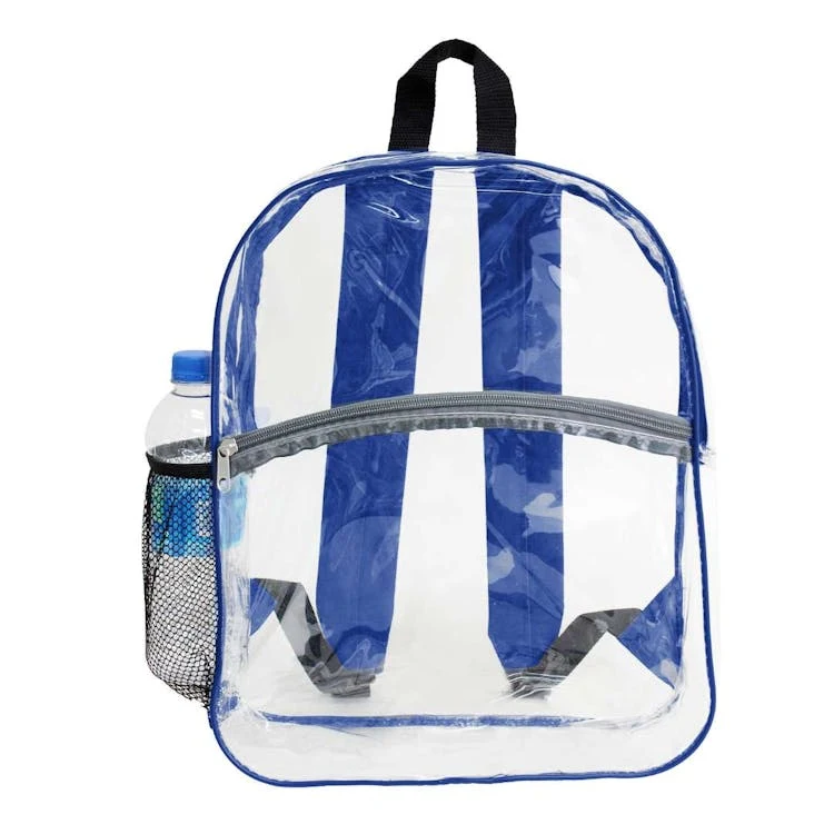 15" Clear Zipper Backpack - Royal Blue 1