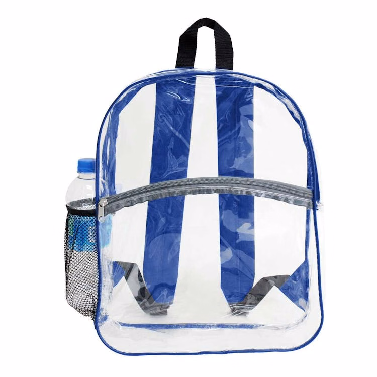 15" Clear Zipper Backpack - Royal Blue