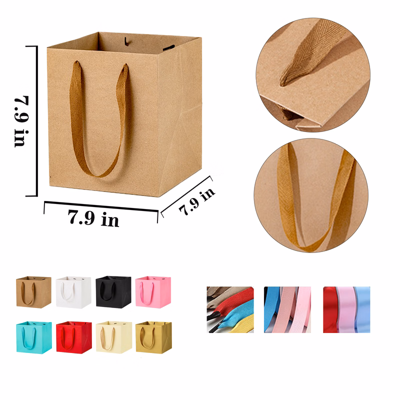 Customizable Fashionable Square Hand Held Paper Bag