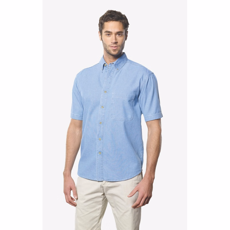 Men's Short Sleeve Cotton Denim Shirt