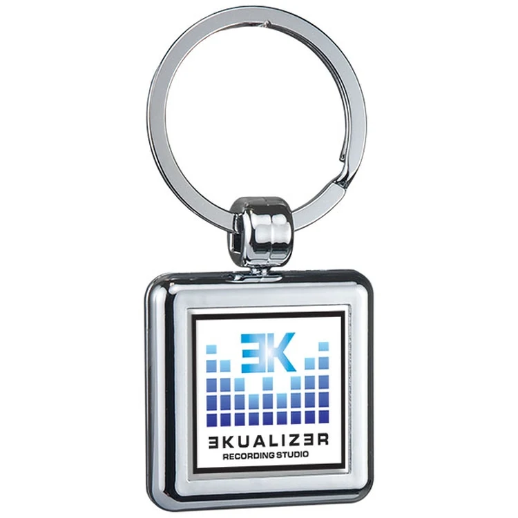Two Sided Budget Chrome Plated Domed Keytag Square 1