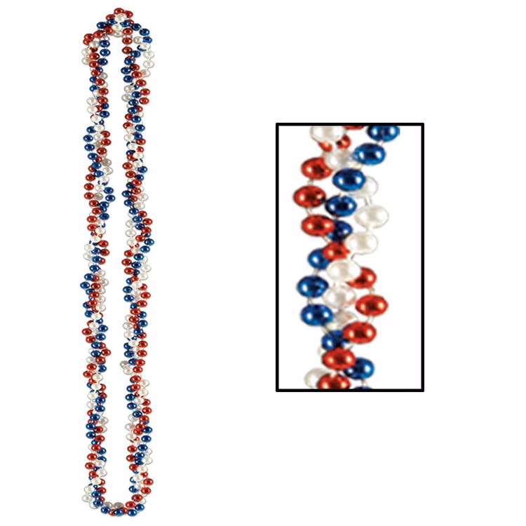 Braided Beads - Patriotic Colors 33"