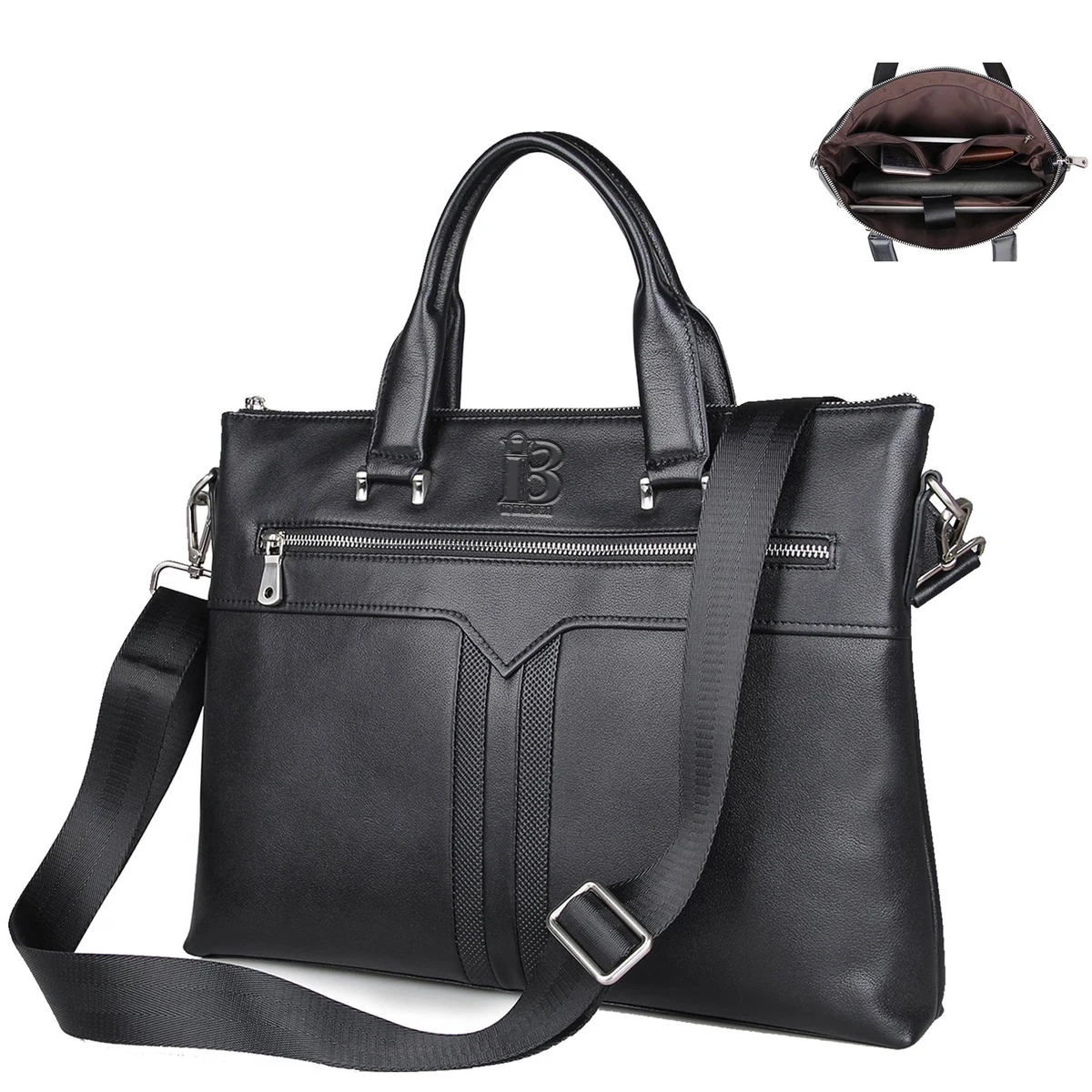 Genuine Leather Men Women Laptop Briefcase for 1