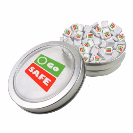 Small Top View Tin - Imprinted Square Mints