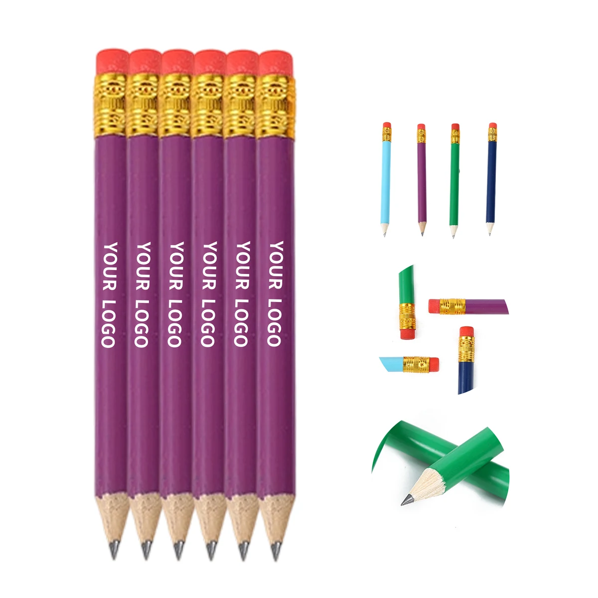Wooden HB Pencil With Eraser Assorted Colors 1