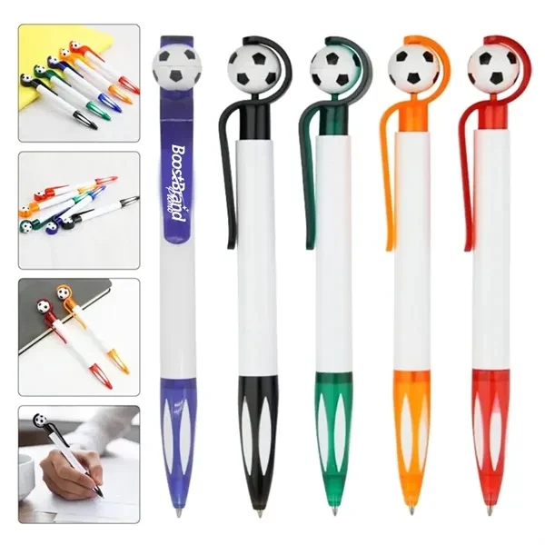 Custom Soccer Ball Top Click Pen with Smooth Writing — Sports-Themed Desk Giveaway 1