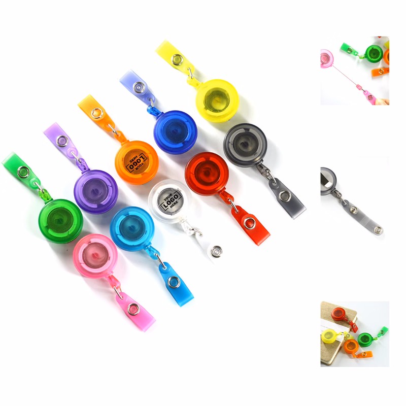 Clear Round Badge Reel Holder with Matching Color Cord and Strap