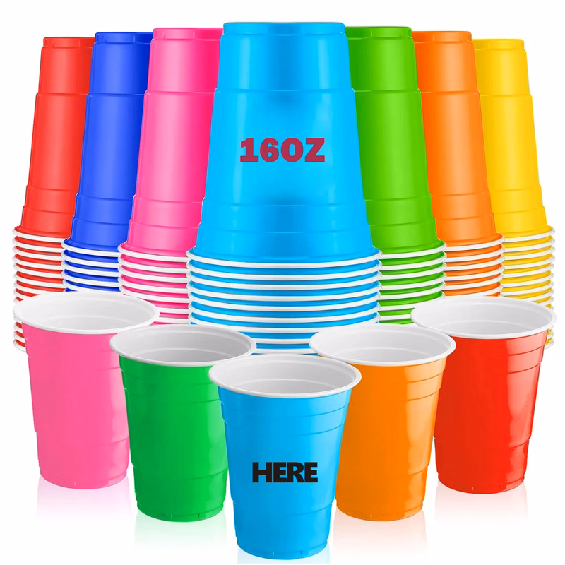 16 oz Plastic Stadium Cups MOQ 100PCS