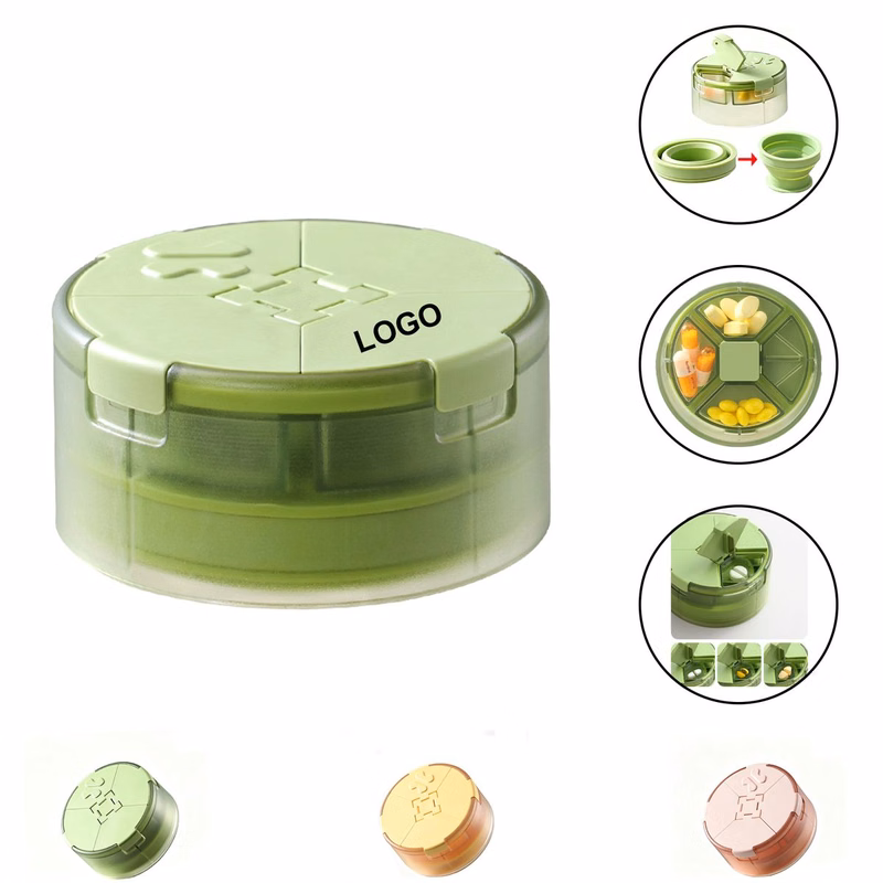 Travel 2 in 1 Pill Box with Collapsible Silicone Cup