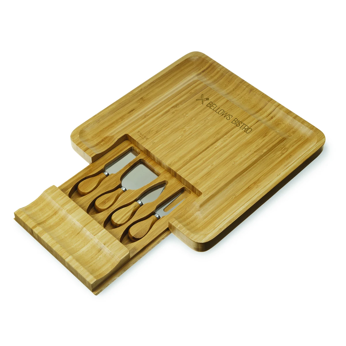 Twine Living® Bamboo Cheese Board and Knife Set 1