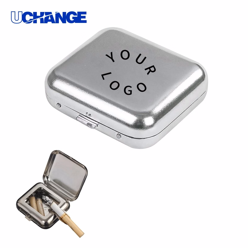 Travel Ashtray Case Metallic for Cigarette Ash Collection