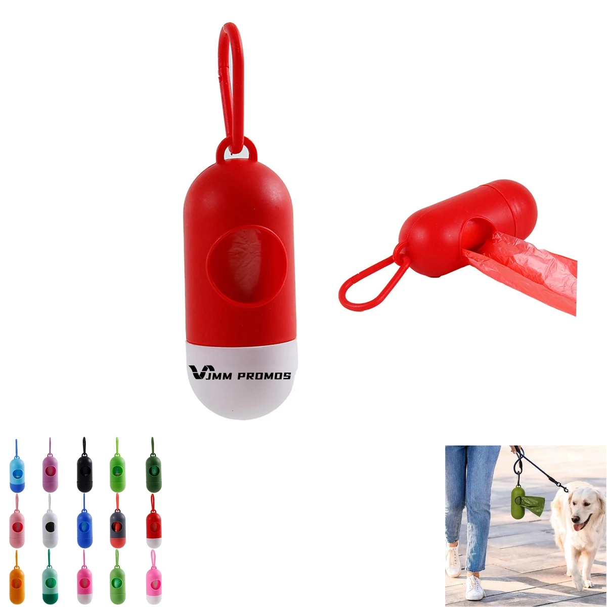 Unscented Dog Poop Bags With Dispenser And Leash Clip 1