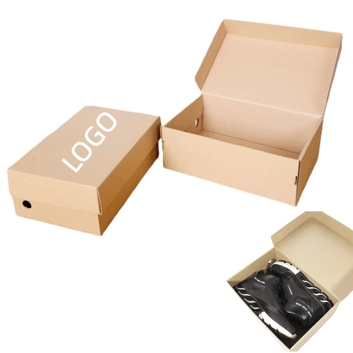Folding Kraft Paper Shoe Storage Box with Flip Lid 1