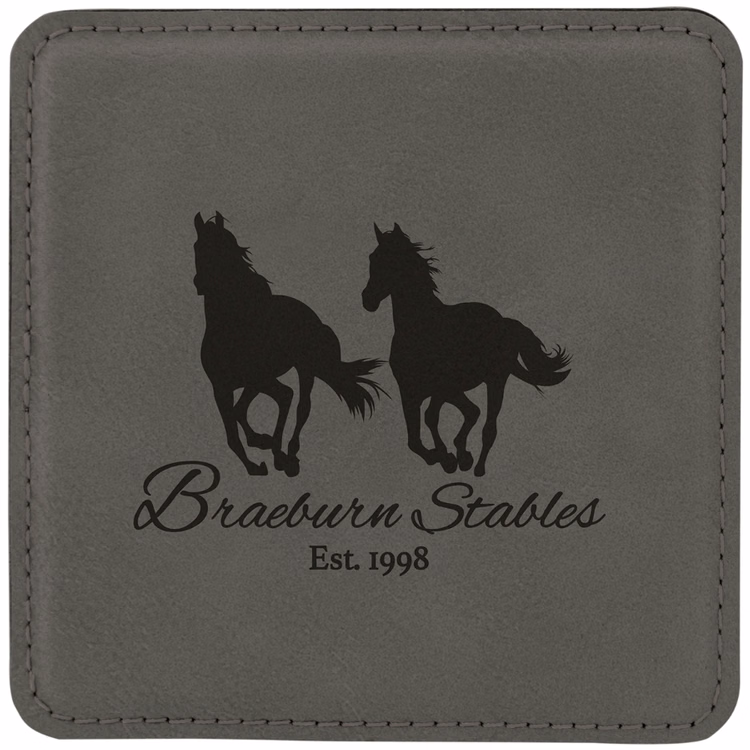 Gray Leatherette Individual Square Coaster