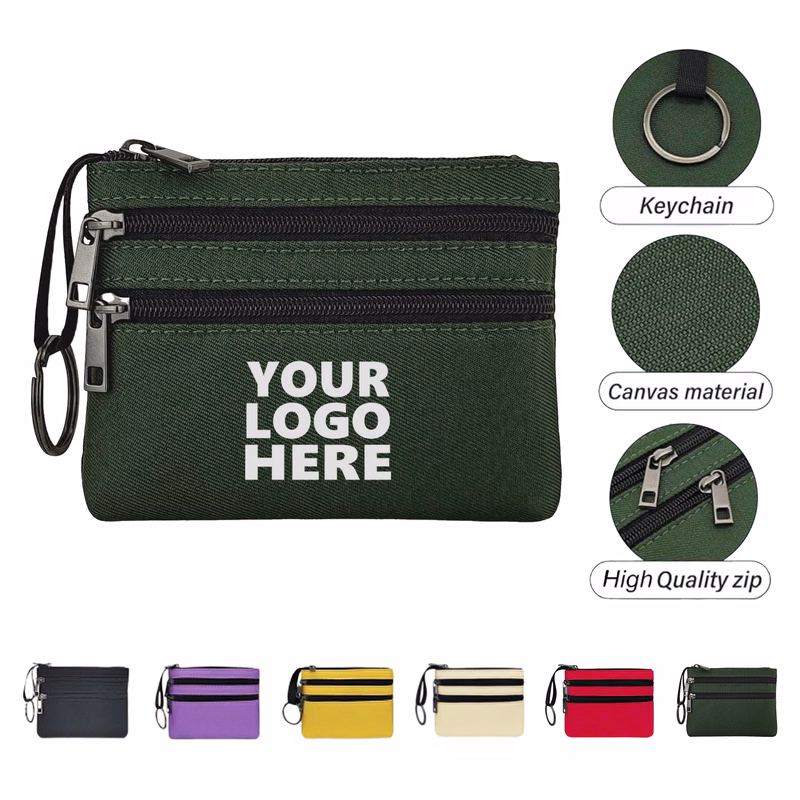 Multi Pocket Zipper Wallet with Keychain