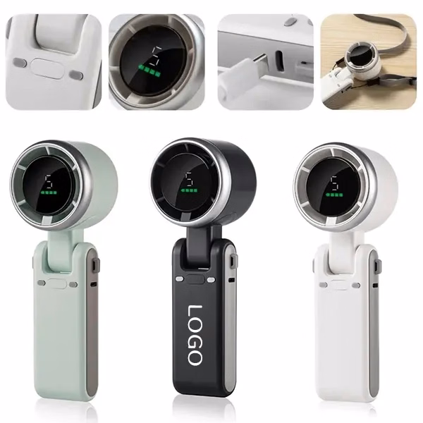 USB Rechargeable Neck-Hanging Foldable Handheld Fan
