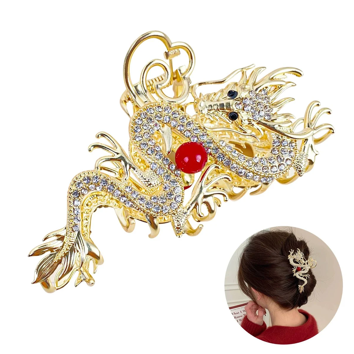 Exquisite Zodiac Dragon Design Hair Clip 1