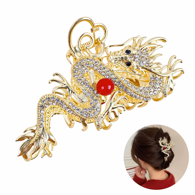 Exquisite Zodiac Dragon Design Hair Clip