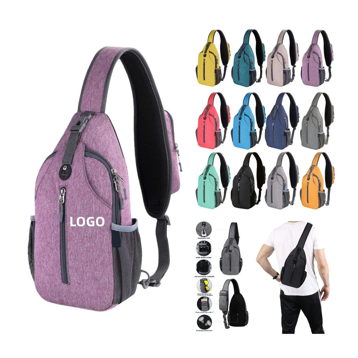 Large Capacity Partitioned Travel Sling Bag 1