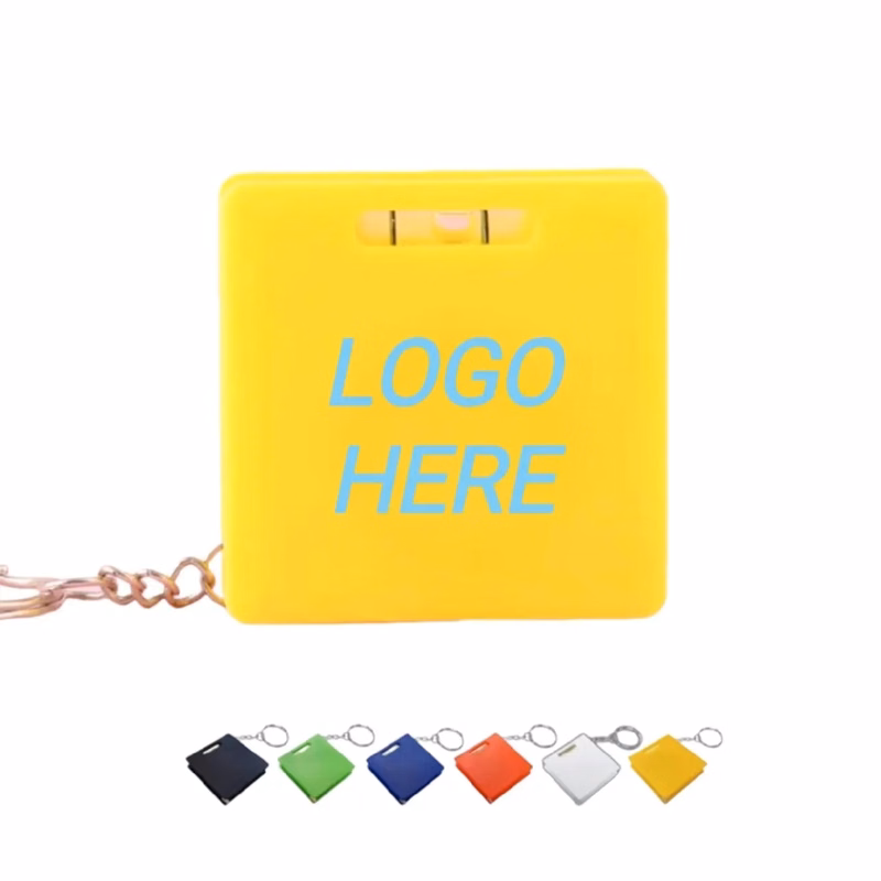Square Tape Measure Keychain With A Level Gauge
