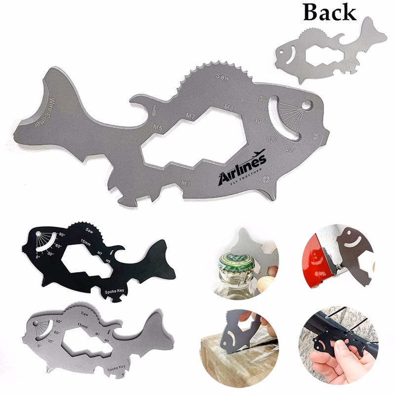 15-In-1 Mini Metal Tools Cards Multi-Function Fish Shape