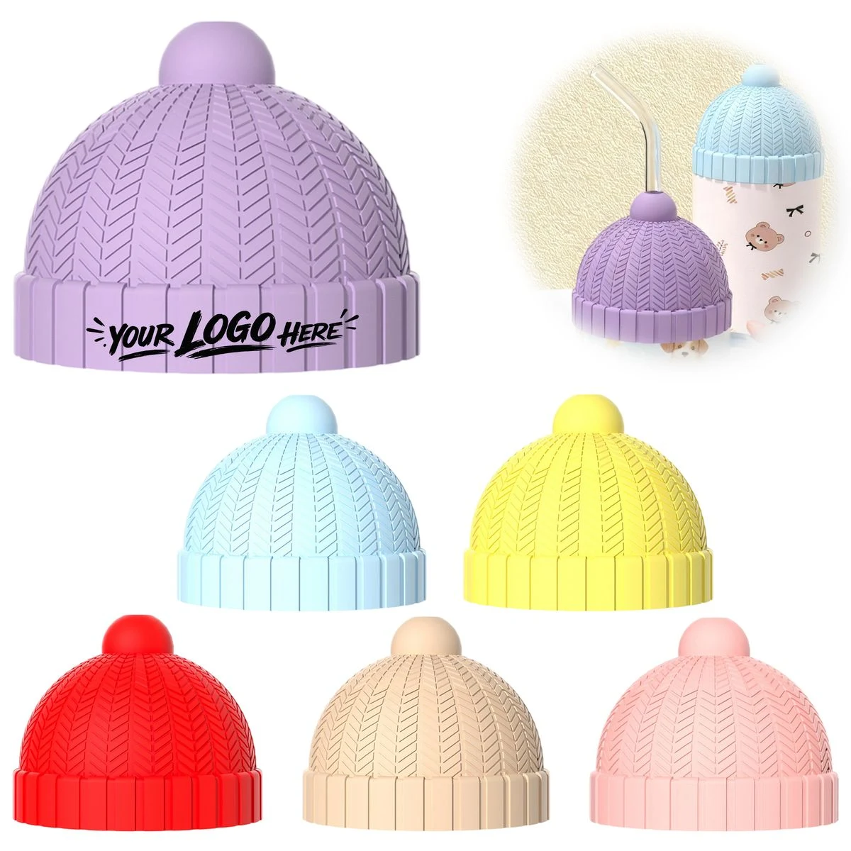 Silicone Beanie Lid Cover For Cups And Bottles 1