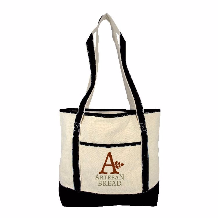 Colorful Black Cotton Boat Tote