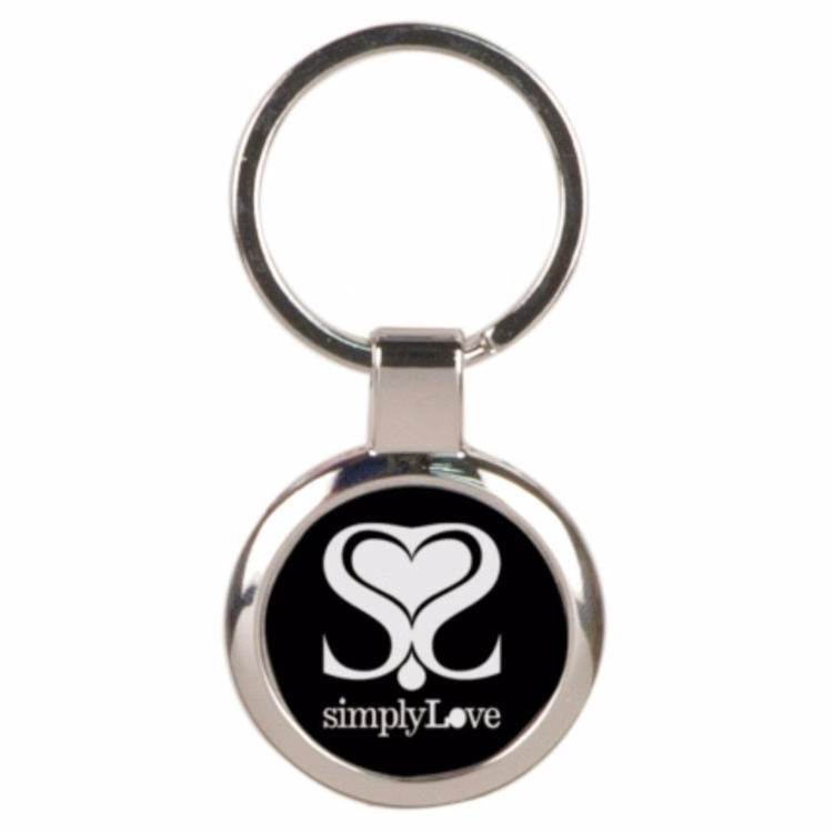 Black Round Engraved Key Ring