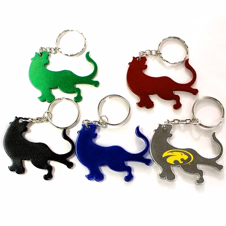 Tiger / Leopard shape bottle opener with key chain.